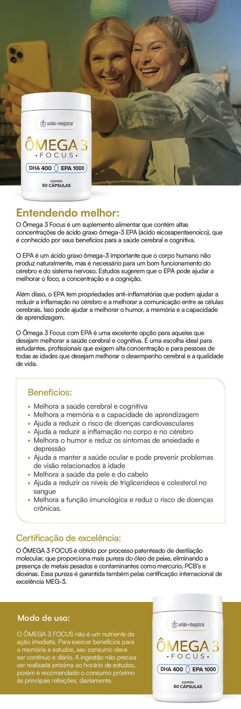 Ômega 3 Focus - DHA 400 / EPA 1000